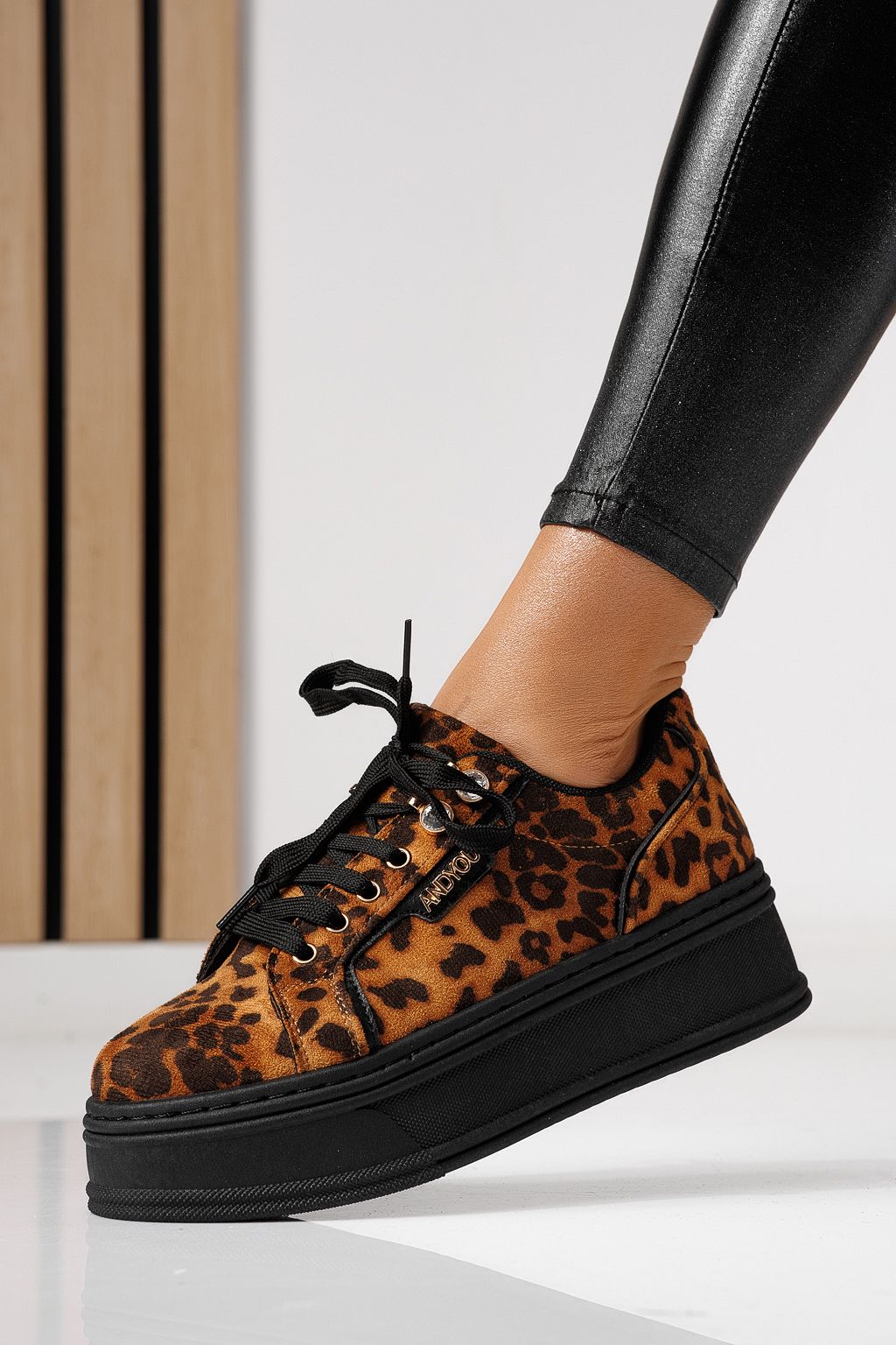 Adidasi dama leopard din piele ecologica intoarsa Crina #24071