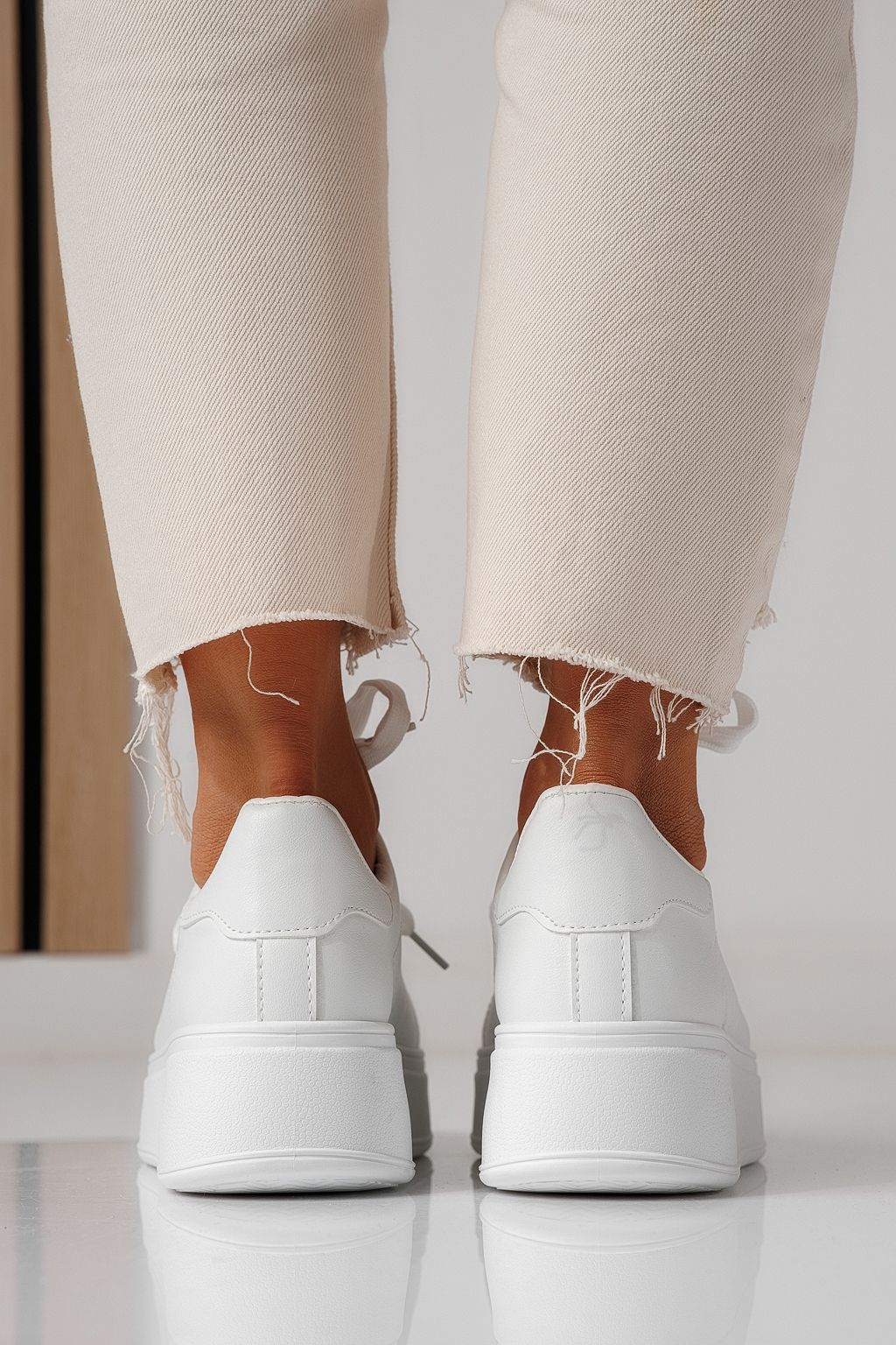 Adidasi dama albi din piele ecologica Celin #24063