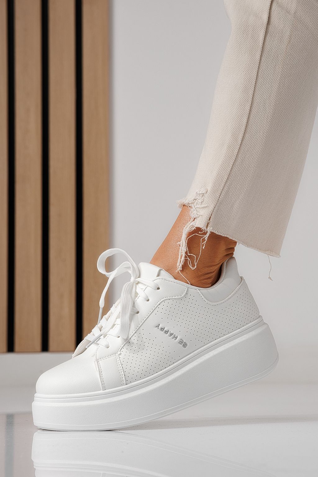 Adidasi dama  albi din piele ecologica Ada #24001