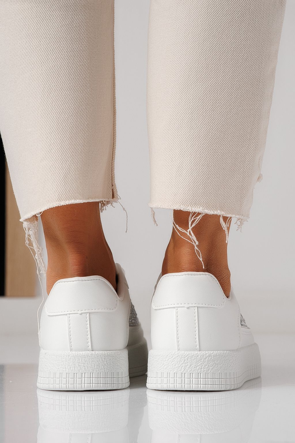 Adidasi dama albi din piele ecologica Rania #24176