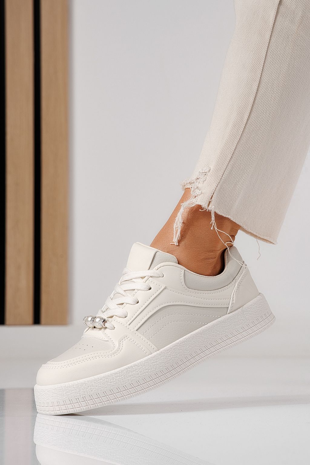 Adidasi dama bej din piele ecologica Oana #24173