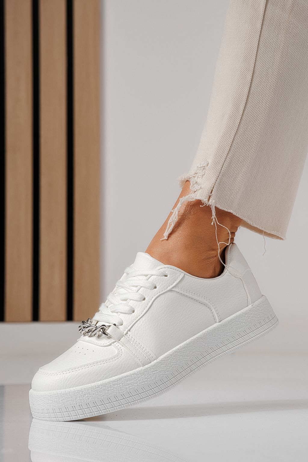 Adidasi dama albi din piele ecologica Olivia #24170