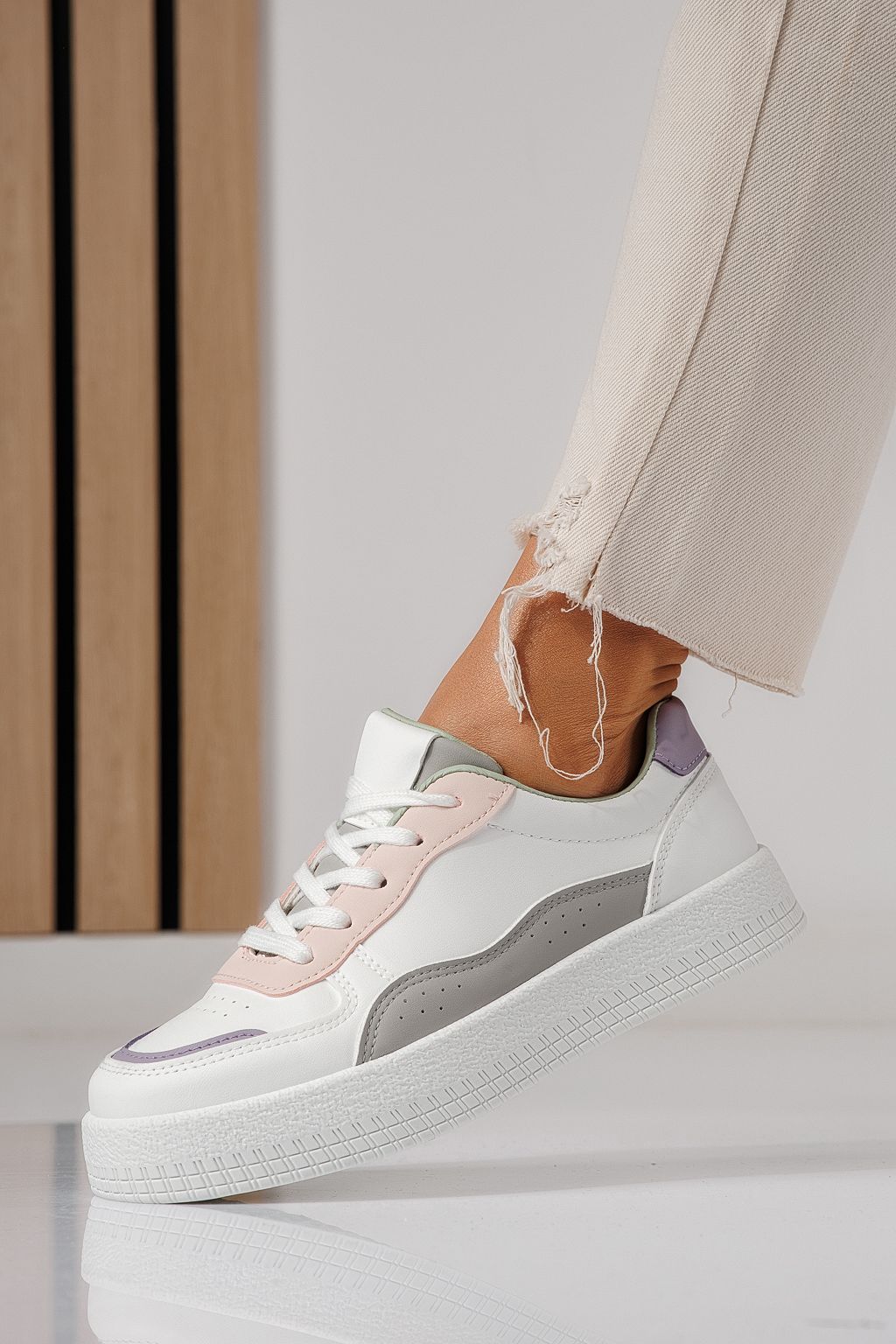 Adidasi dama roz din piele ecologica Nadia #24163