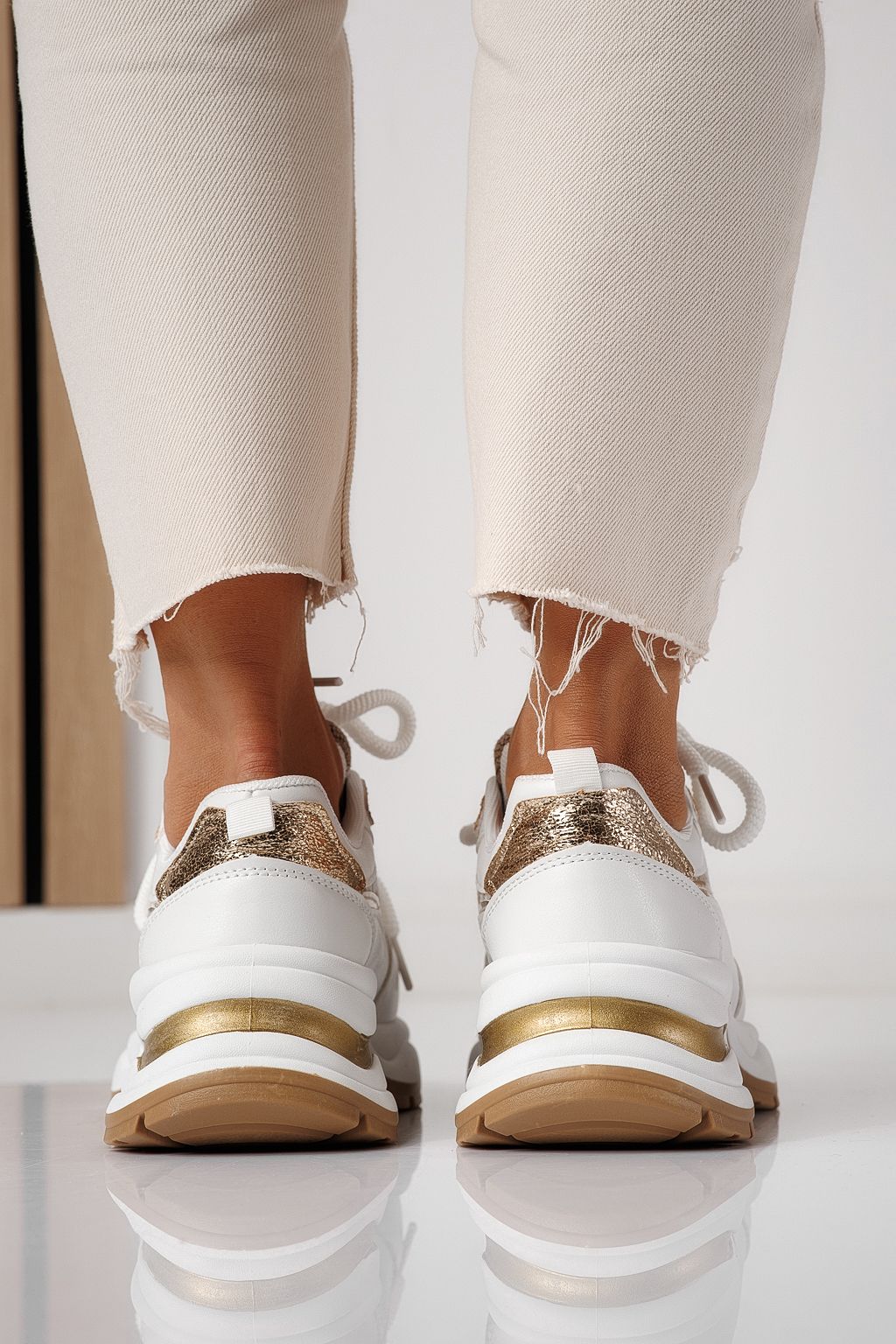 Adidasi dama albi din piele ecologica Karla #24138