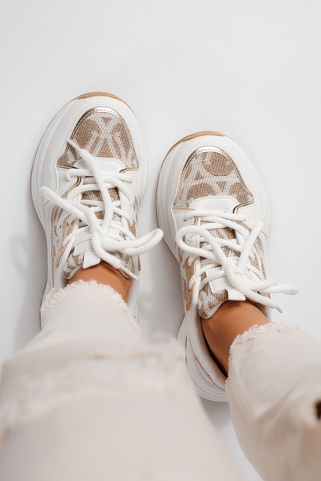 Adidasi dama albi din piele ecologica Karla #24138