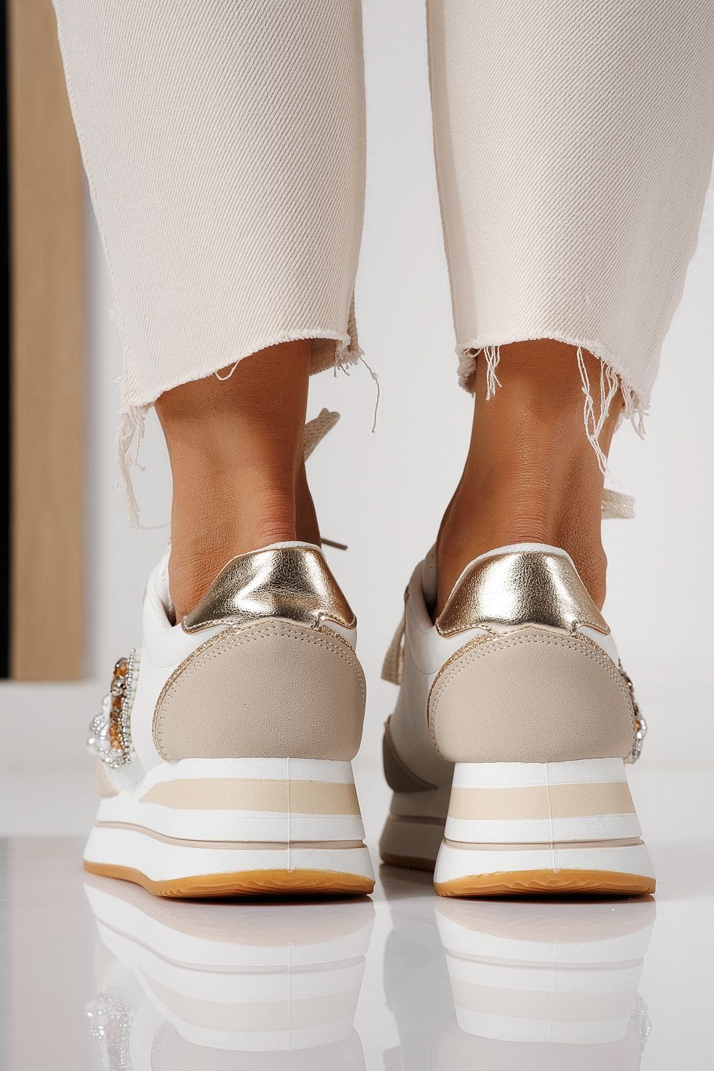 Adidasi dama bej din piele ecologica Kayla #24140