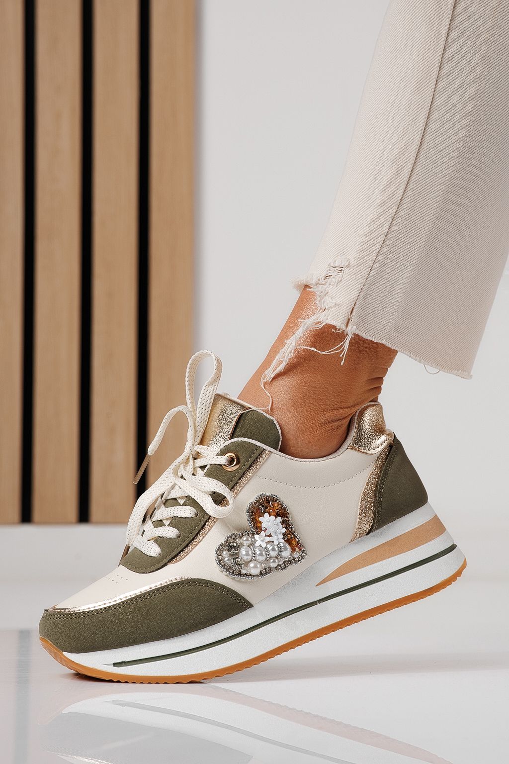 Adidasi dama verzi din piele ecologica Kayla #24141