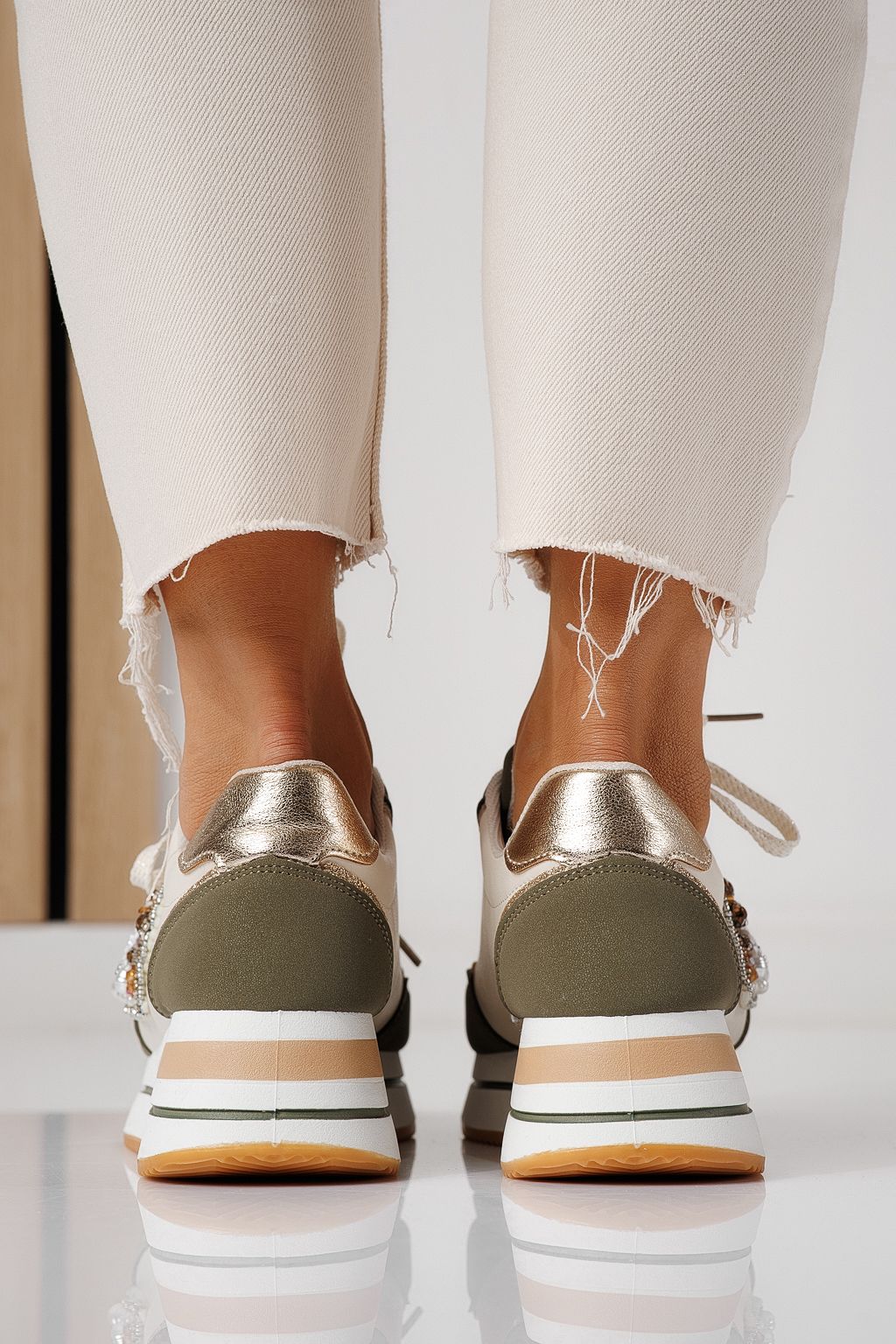 Adidasi dama verzi din piele ecologica Kayla #24141