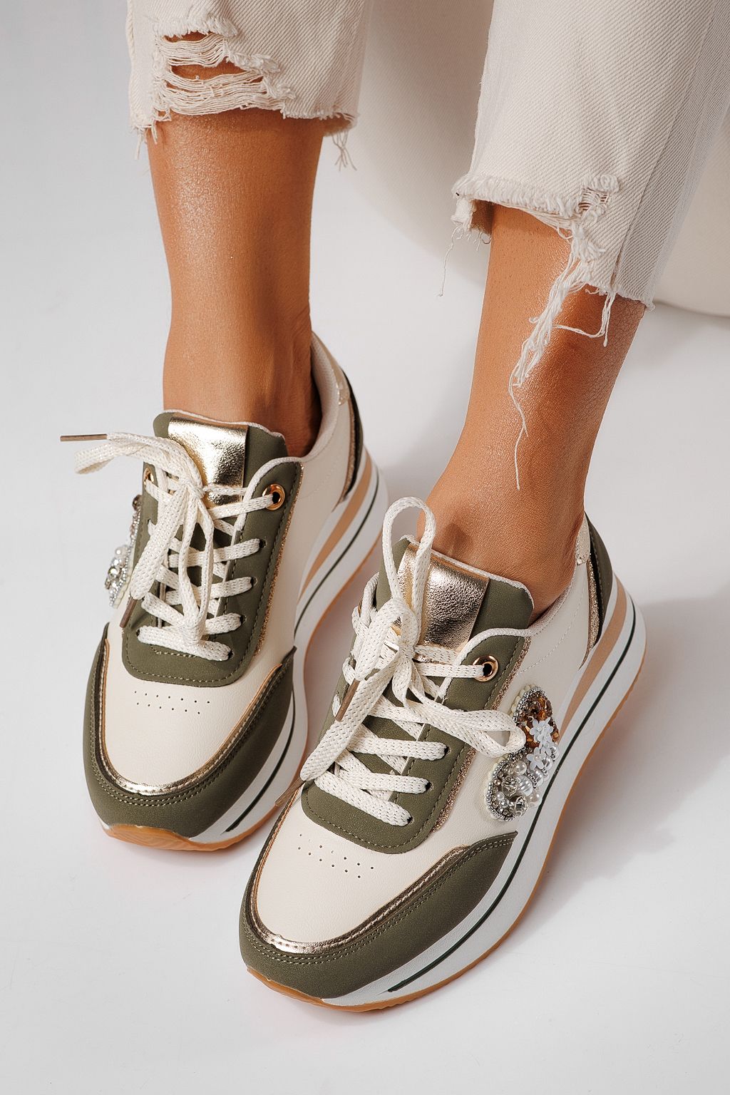 Adidasi dama verzi din piele ecologica Kayla #24141