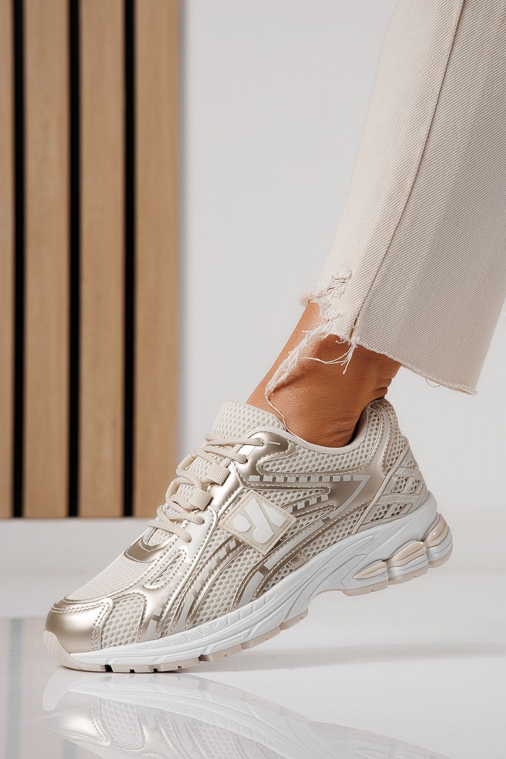 Adidasi dama bej din material textil Lilien #24147