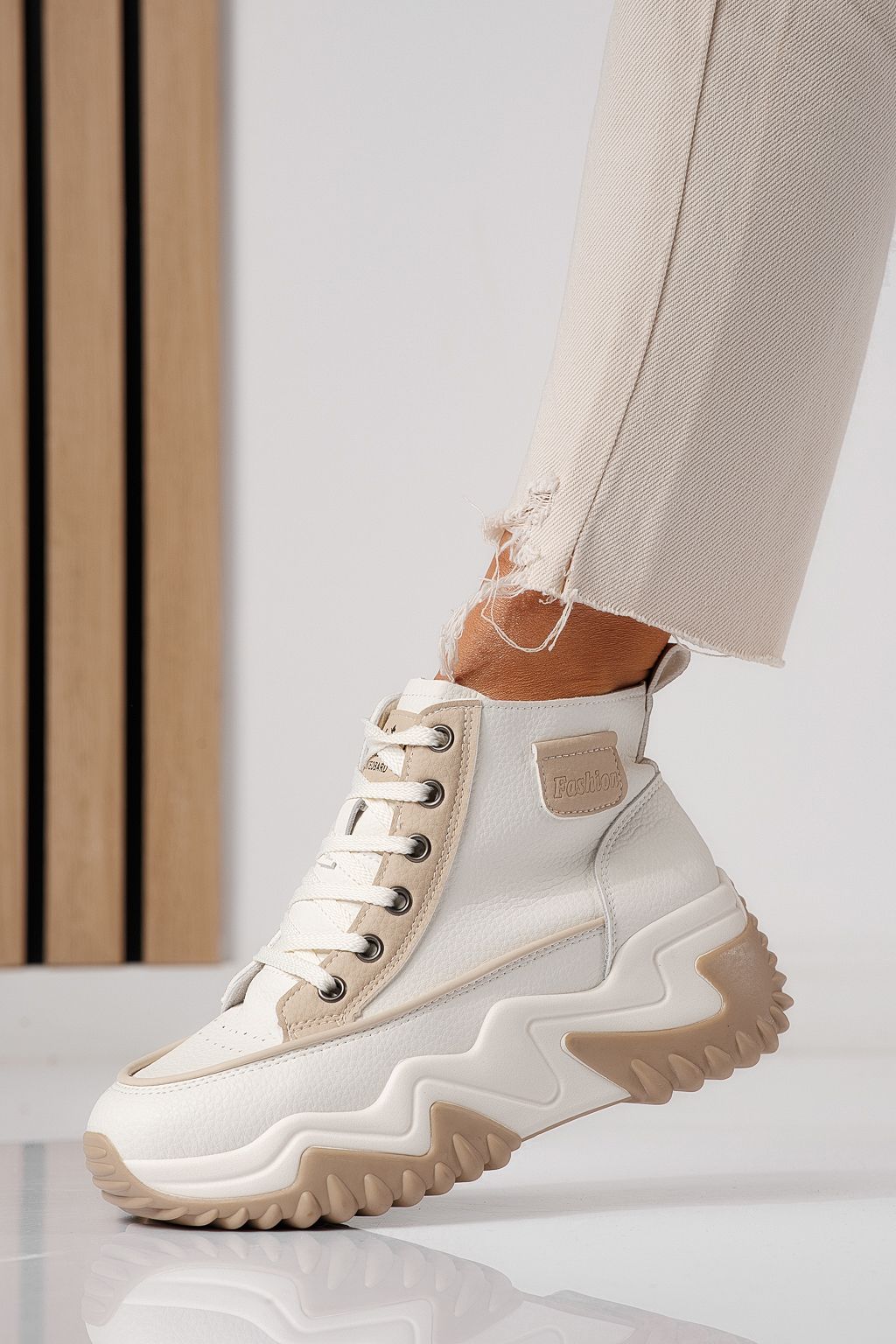 Adidasi dama khaki din piele ecologica Lea #24152