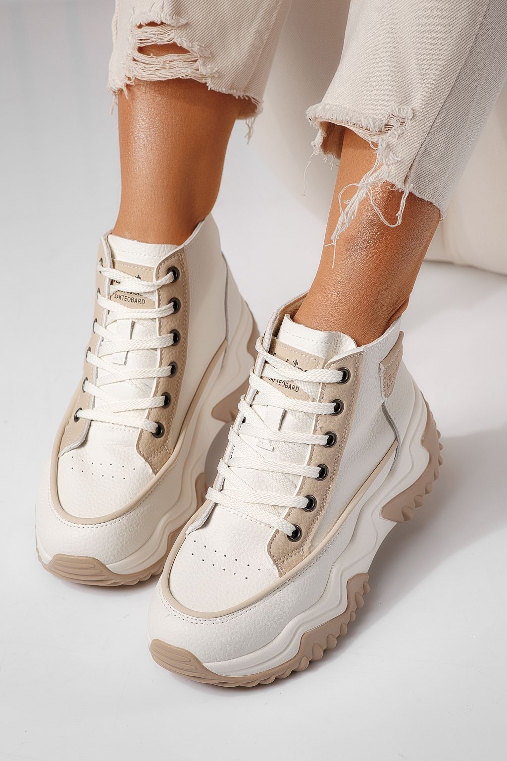 Adidasi dama khaki din piele ecologica Lea #24152