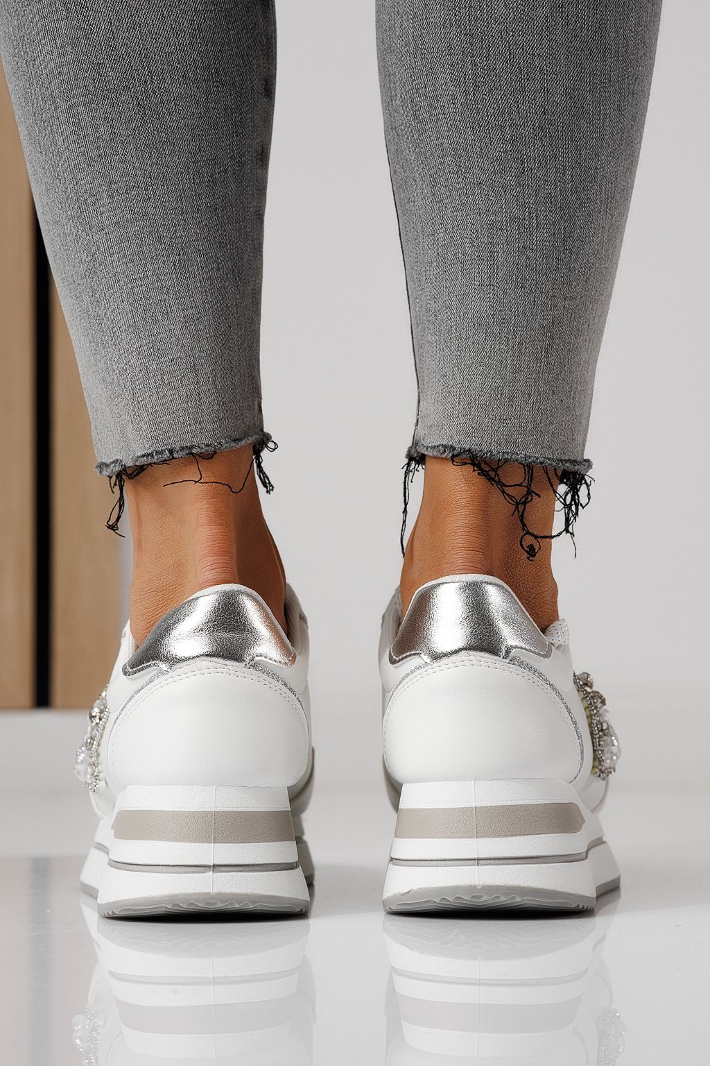 Adidasi dama albi din piele ecologica Kayla #24139