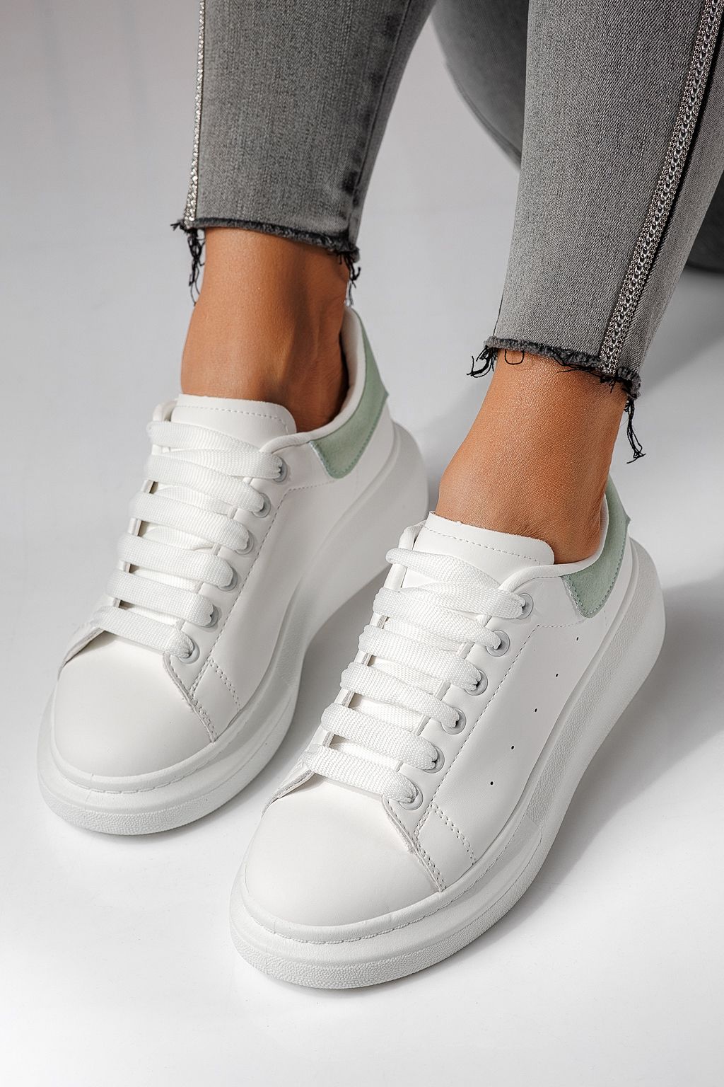 Adidasi dama albi din piele ecologica Raya #24178