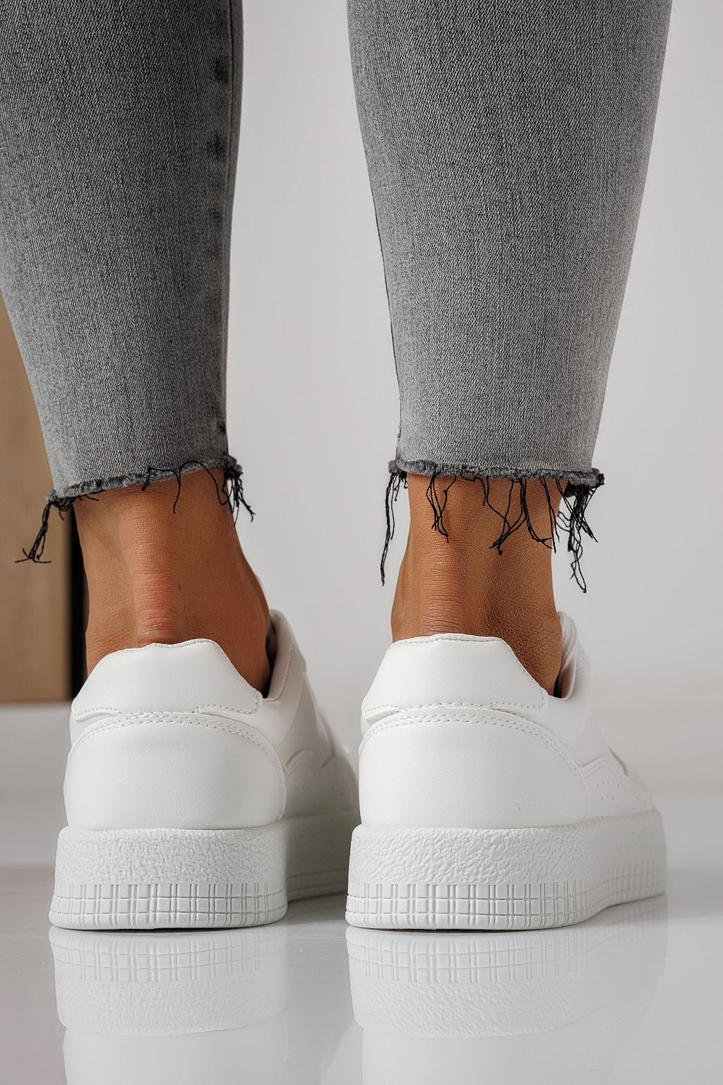 Adidasi dama albi din piele ecologica Nadia #24162