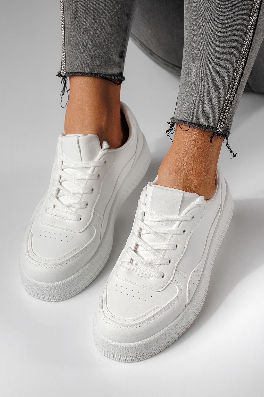 Adidasi dama albi din piele ecologica Nadia #24162