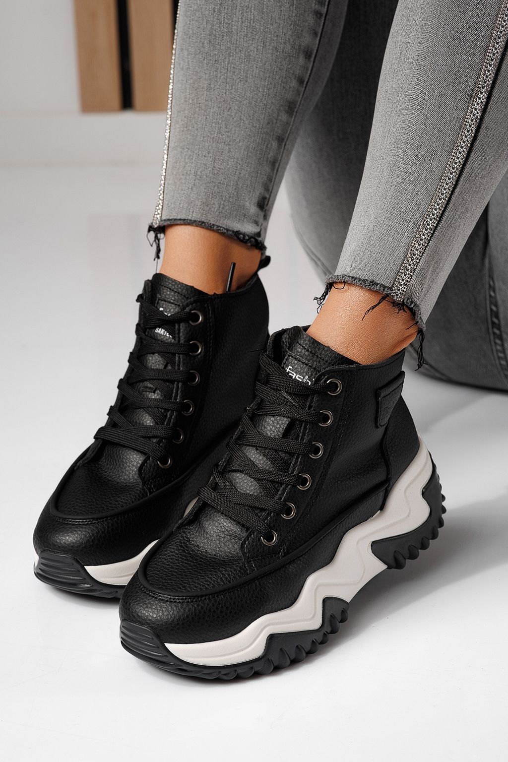 Adidasi dama negri din piele ecologica Lea #24151