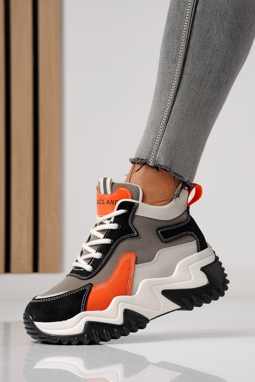 Adidasi dama gri din piele ecologica Maya #24157