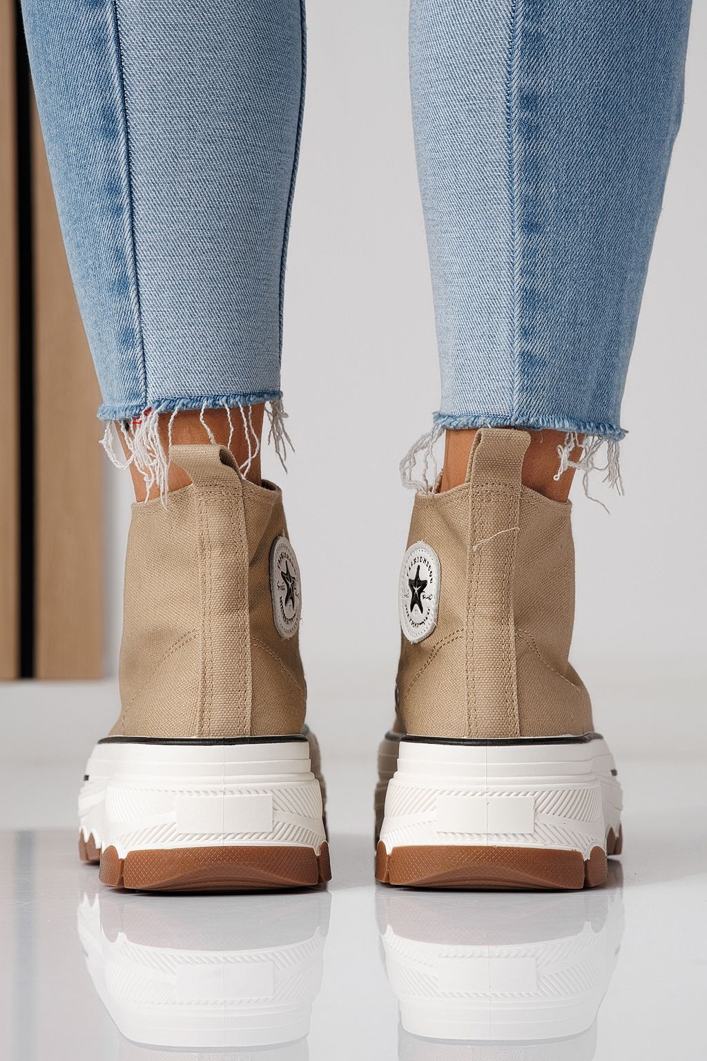 Adidasi dama khaki din material textil Seline #24186