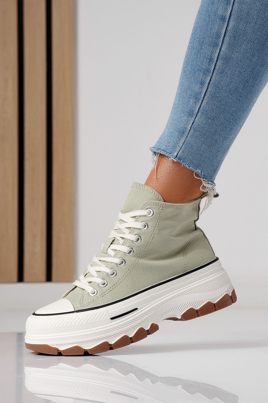 Adidasi dama verzi din material textil Seline #24187