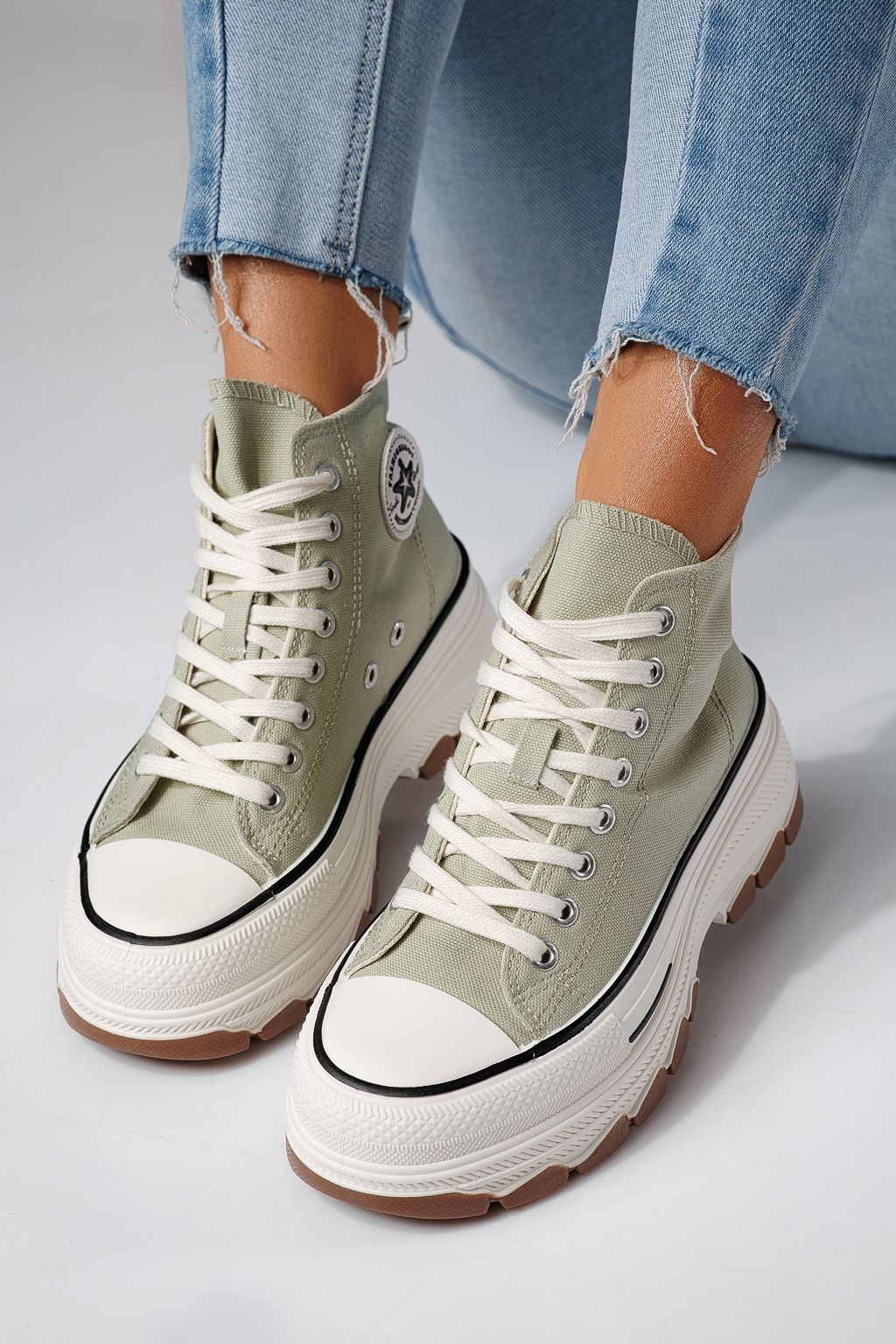 Adidasi dama verzi din material textil Seline #24187