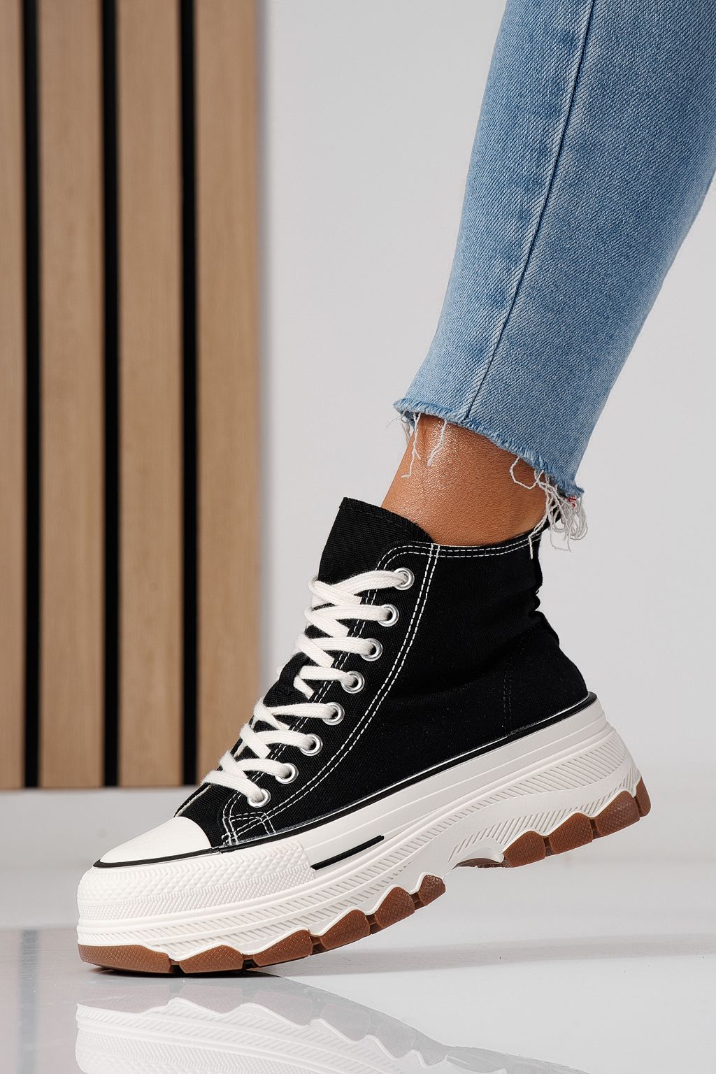 Adidasi dama negri din material textil Seline #24184