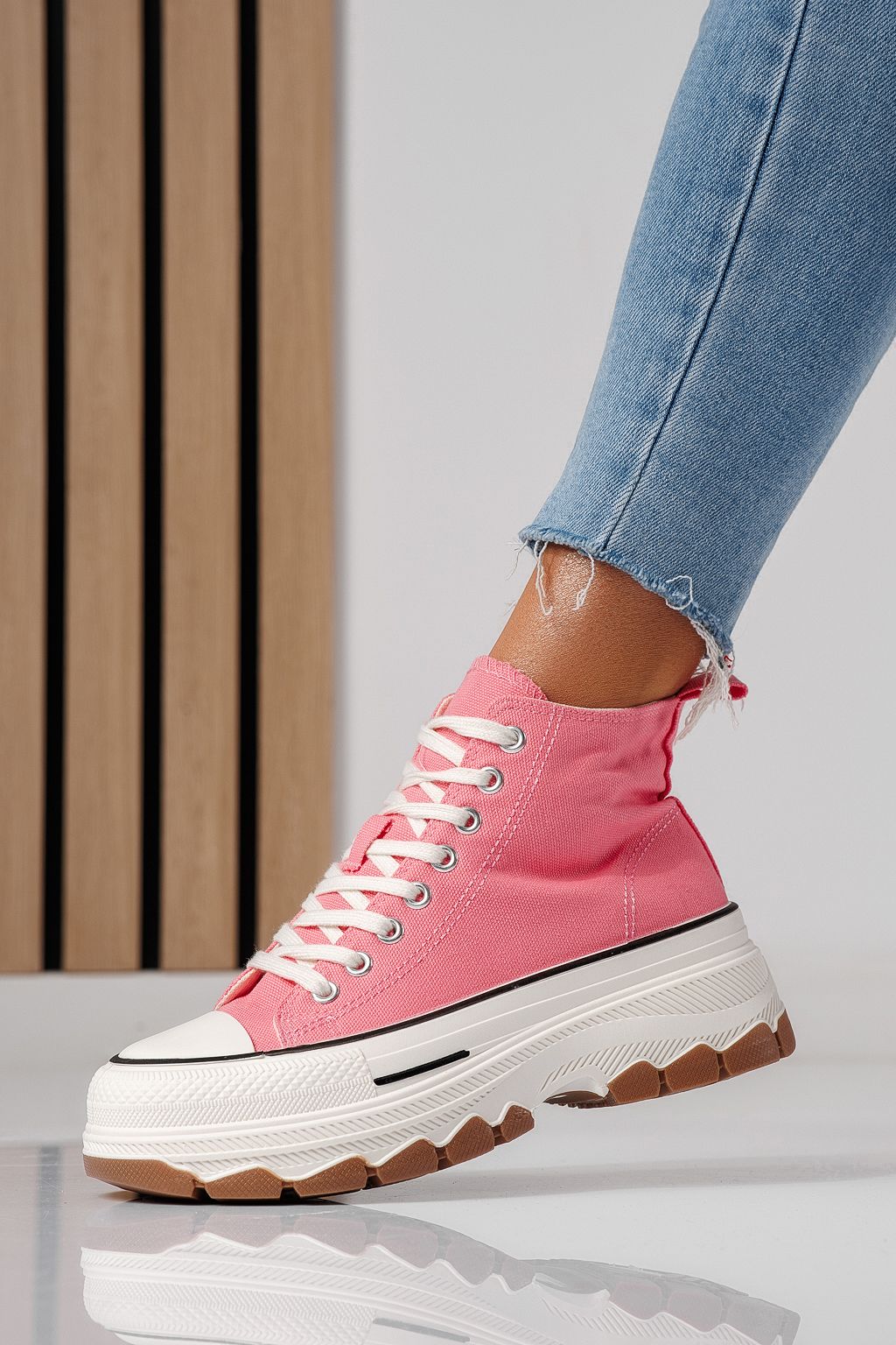 Adidasi dama roz din material textil Seline #24183