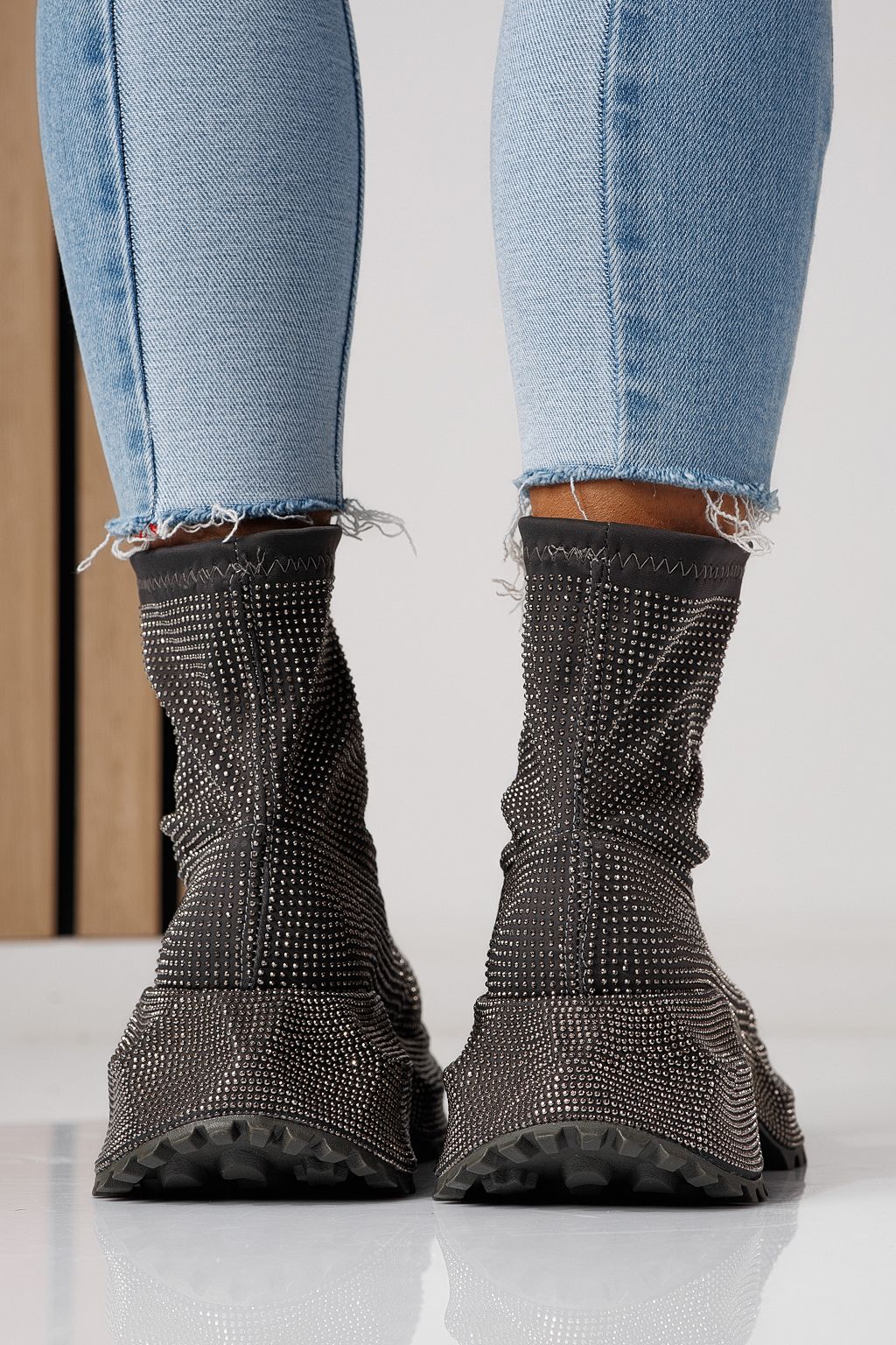 Adidasi dama gri din material textil Ines #24121