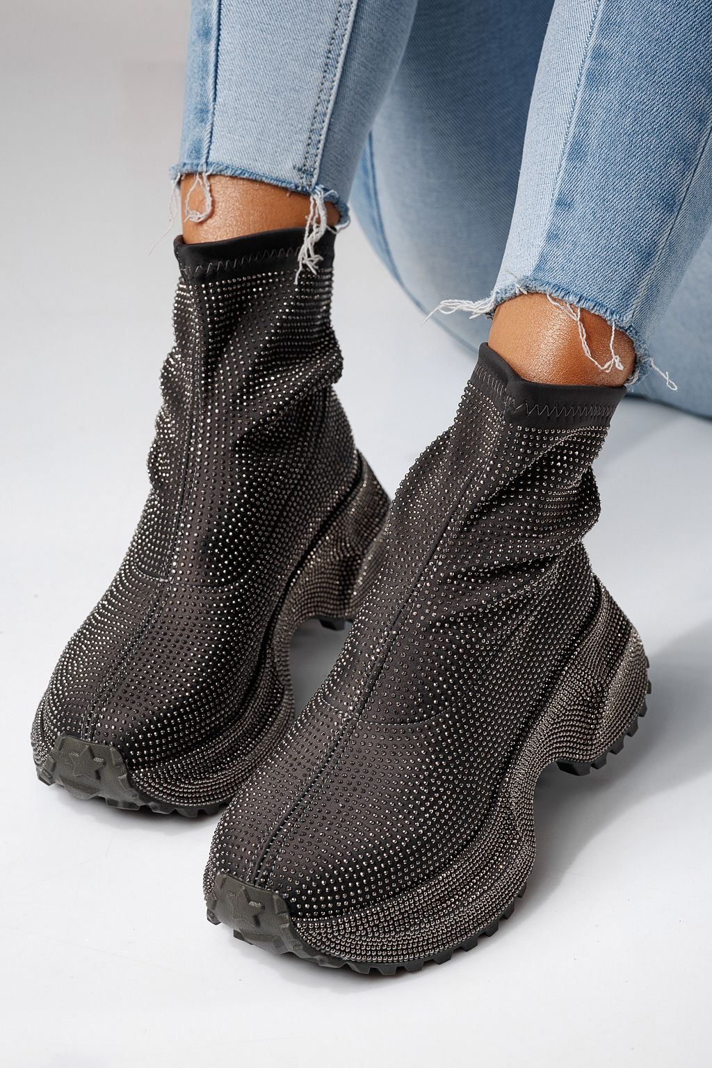 Adidasi dama gri din material textil Ines #24121