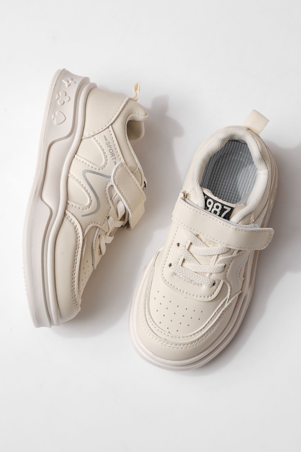 Adidasi copii albi din piele ecologica Alina #24040