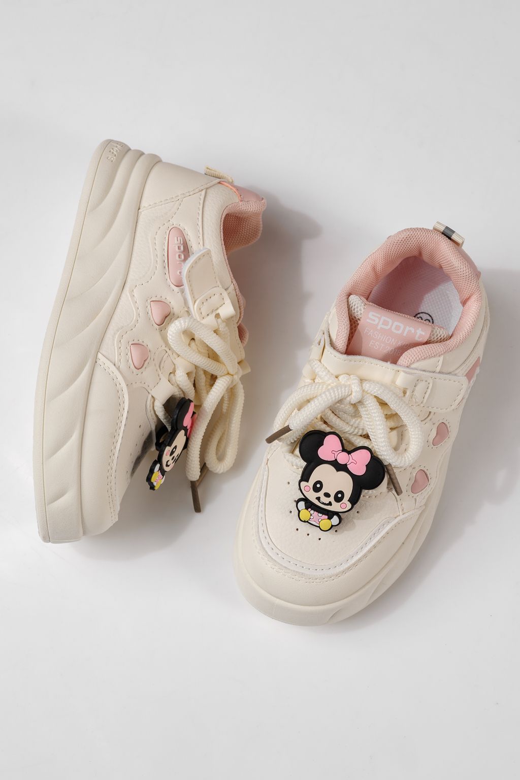 Adidasi copii albi din piele ecologica Aylin #24009