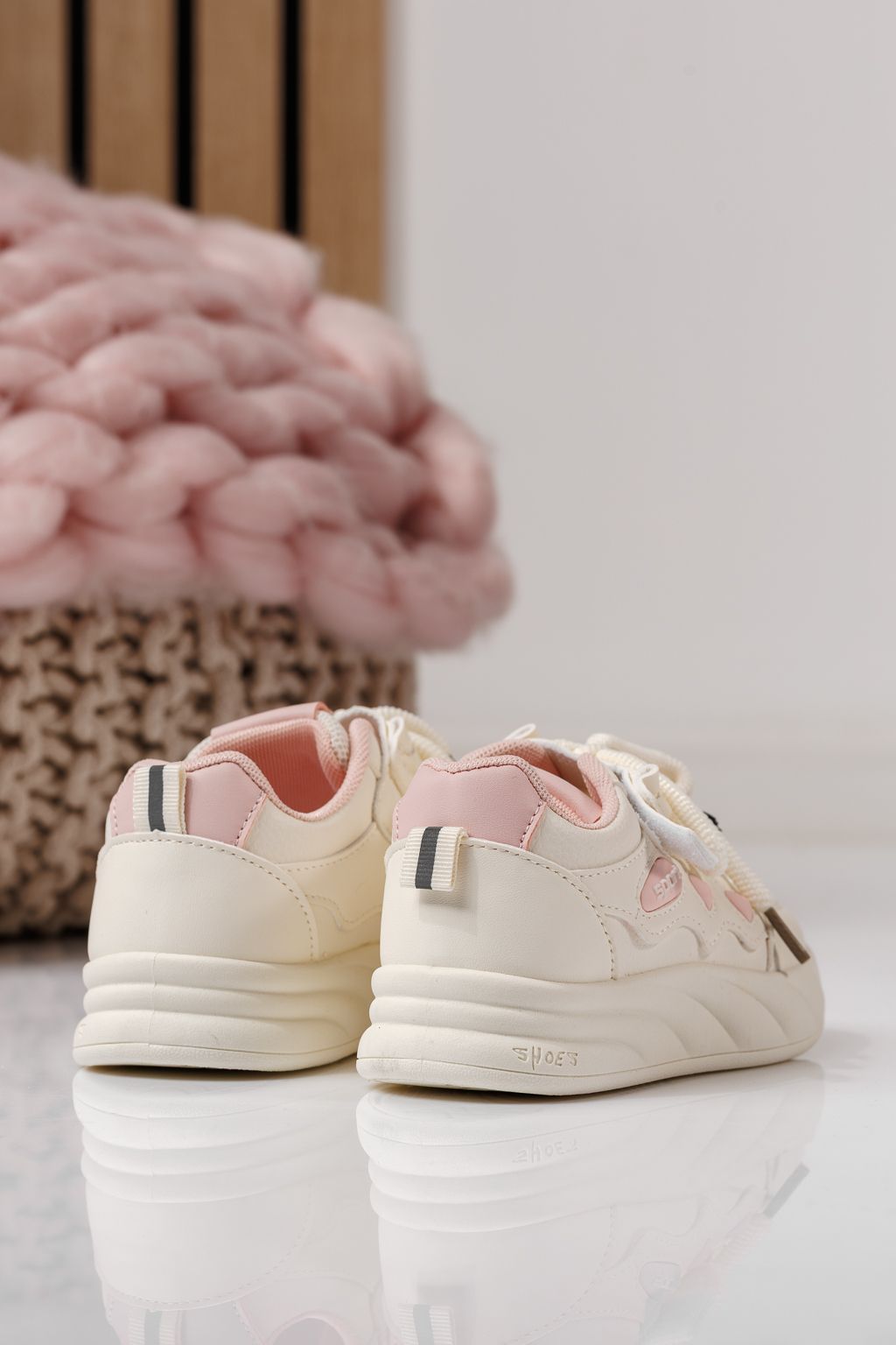 Adidasi copii albi din piele ecologica Aylin #24009