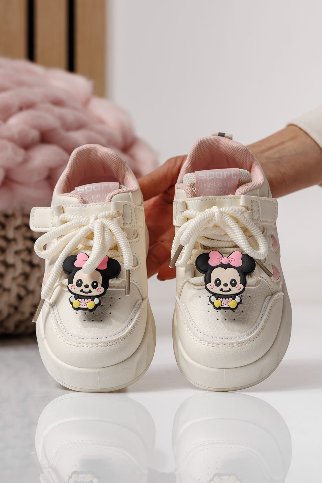 Adidasi copii albi din piele ecologica Aylin #24009