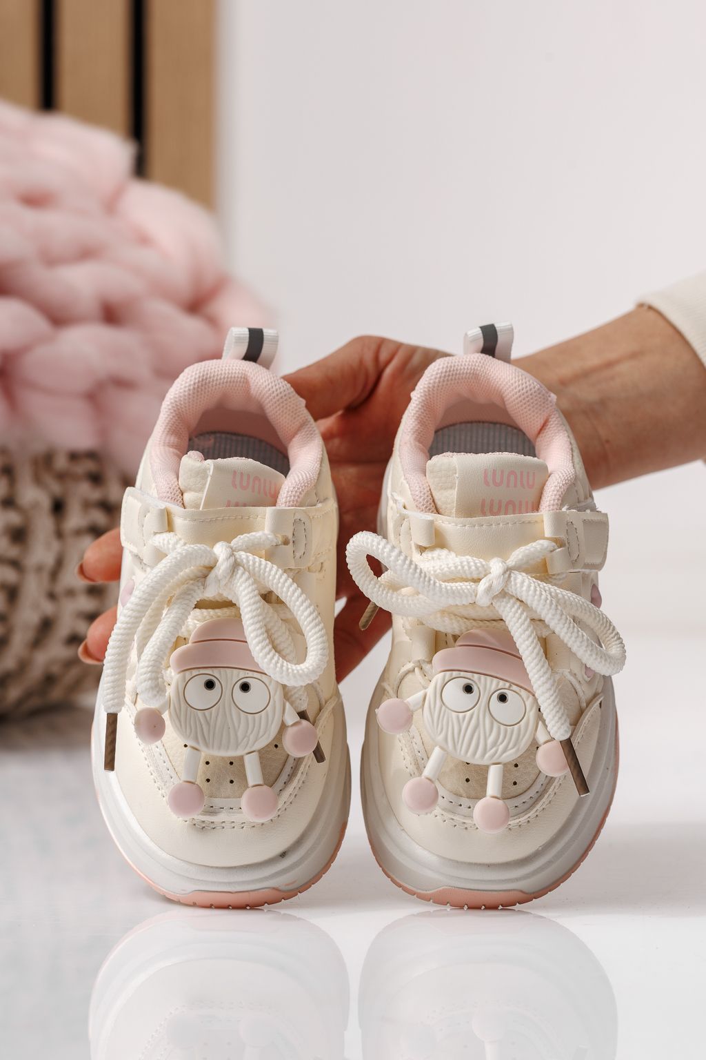 Adidasi copii roz din piele ecologica Briana #24046