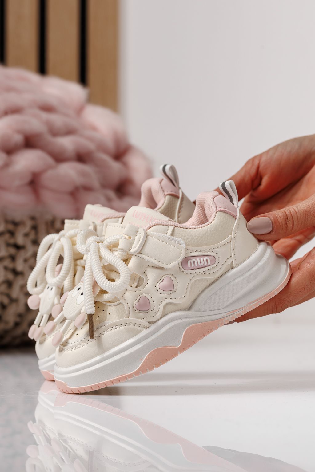 Adidasi copii roz din piele ecologica Briana #24046