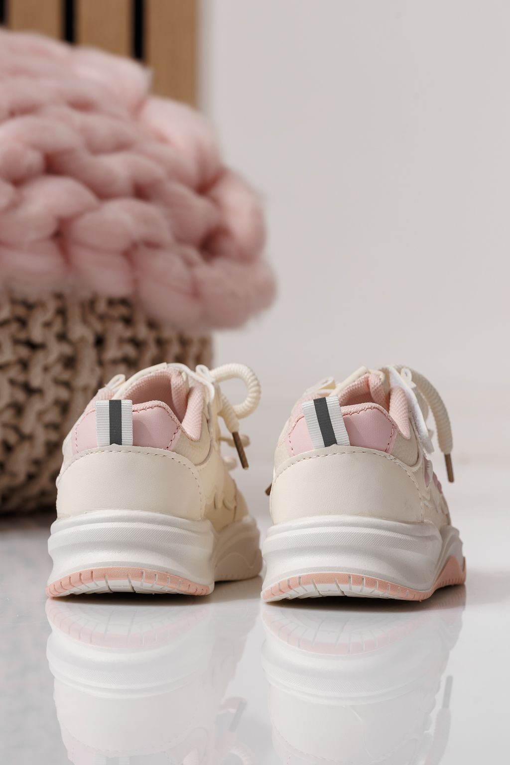 Adidasi copii roz din piele ecologica Briana #24046