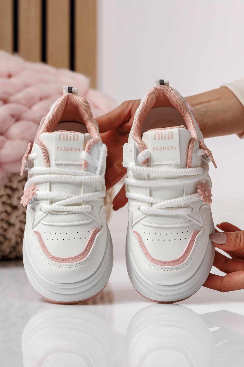 Adidasi copii roz din piele ecologica Becca #24048