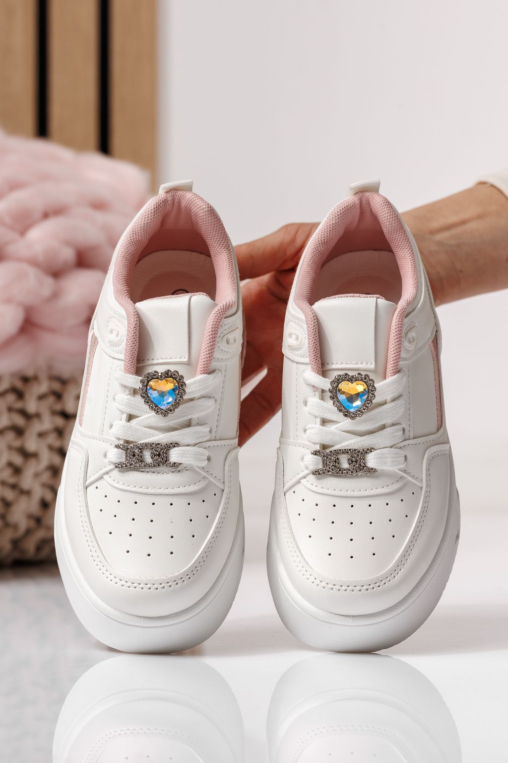 Adidasi copii roz din piele ecologica Ariana #24015