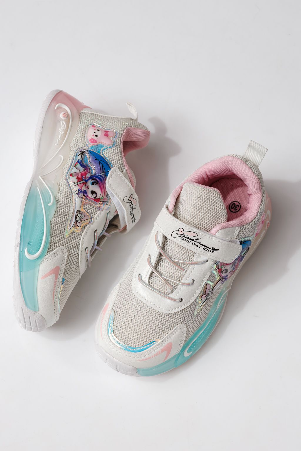 Adidasi copii roz din material textil Flori #24022