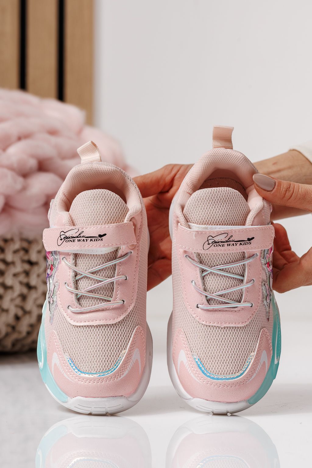 Adidasi copii roz din material textil Flori #24023