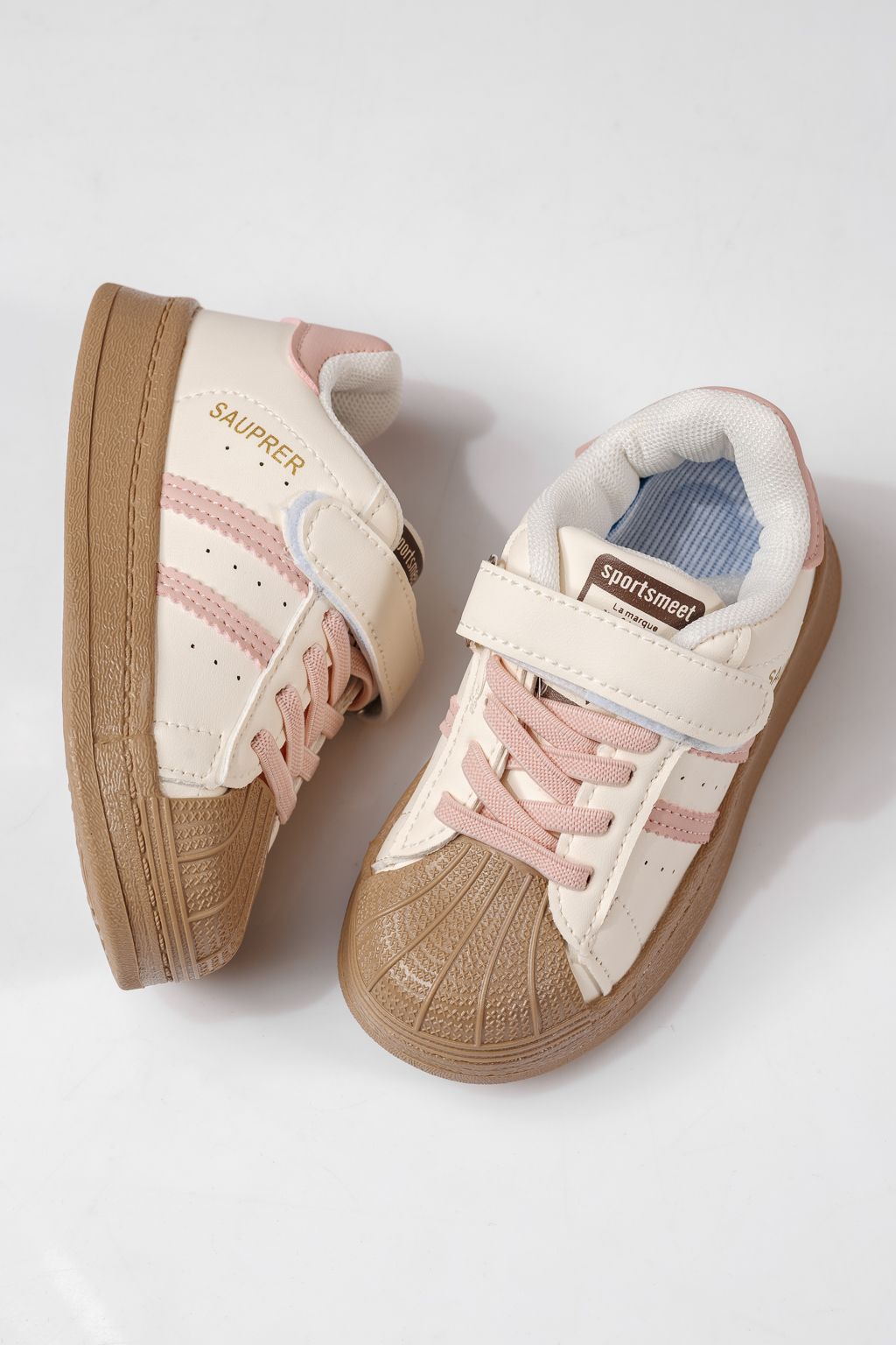 Adidasi copii roz din piele ecologica Allana #24020