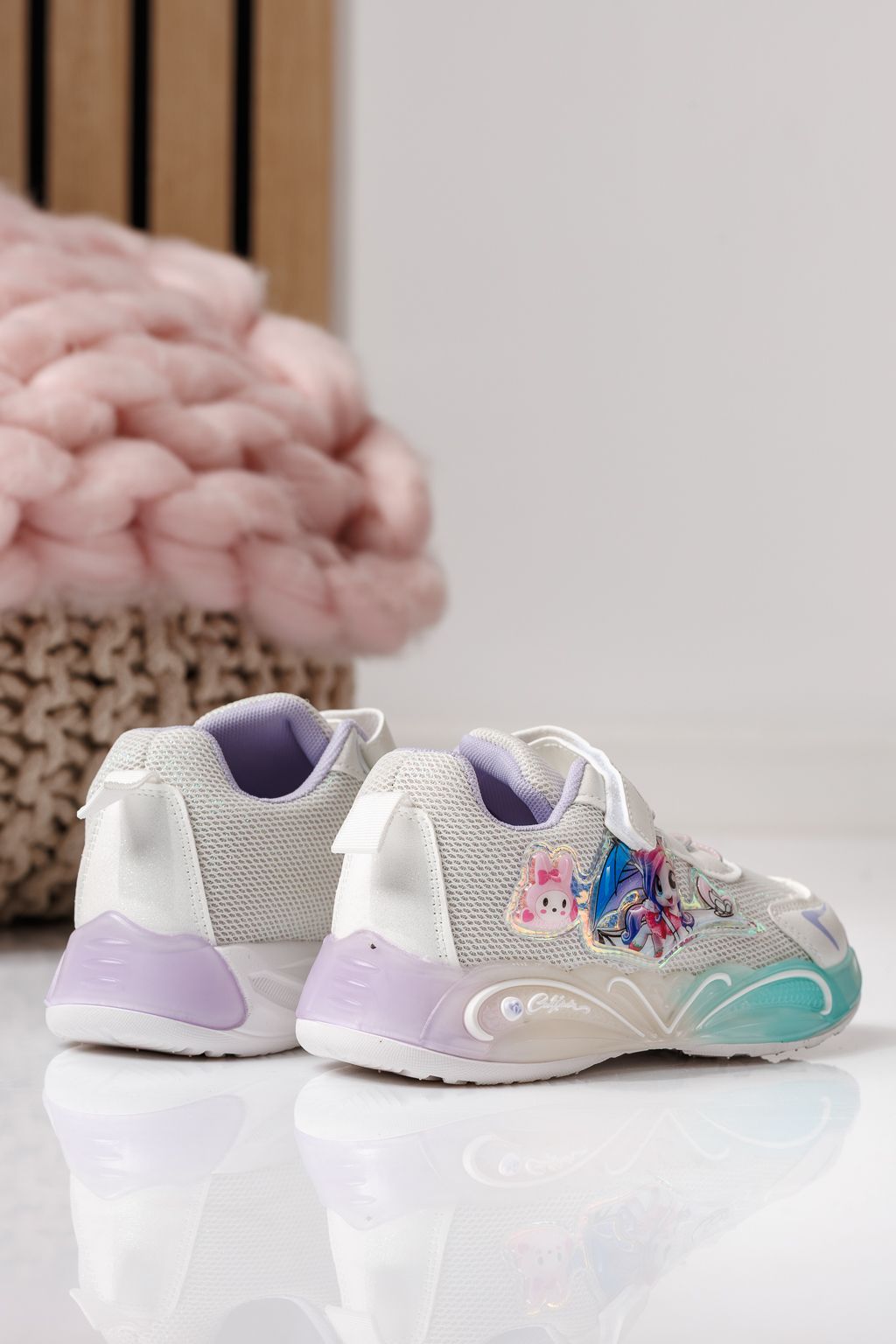 Adidasi copii mov din material textil Flori #24037