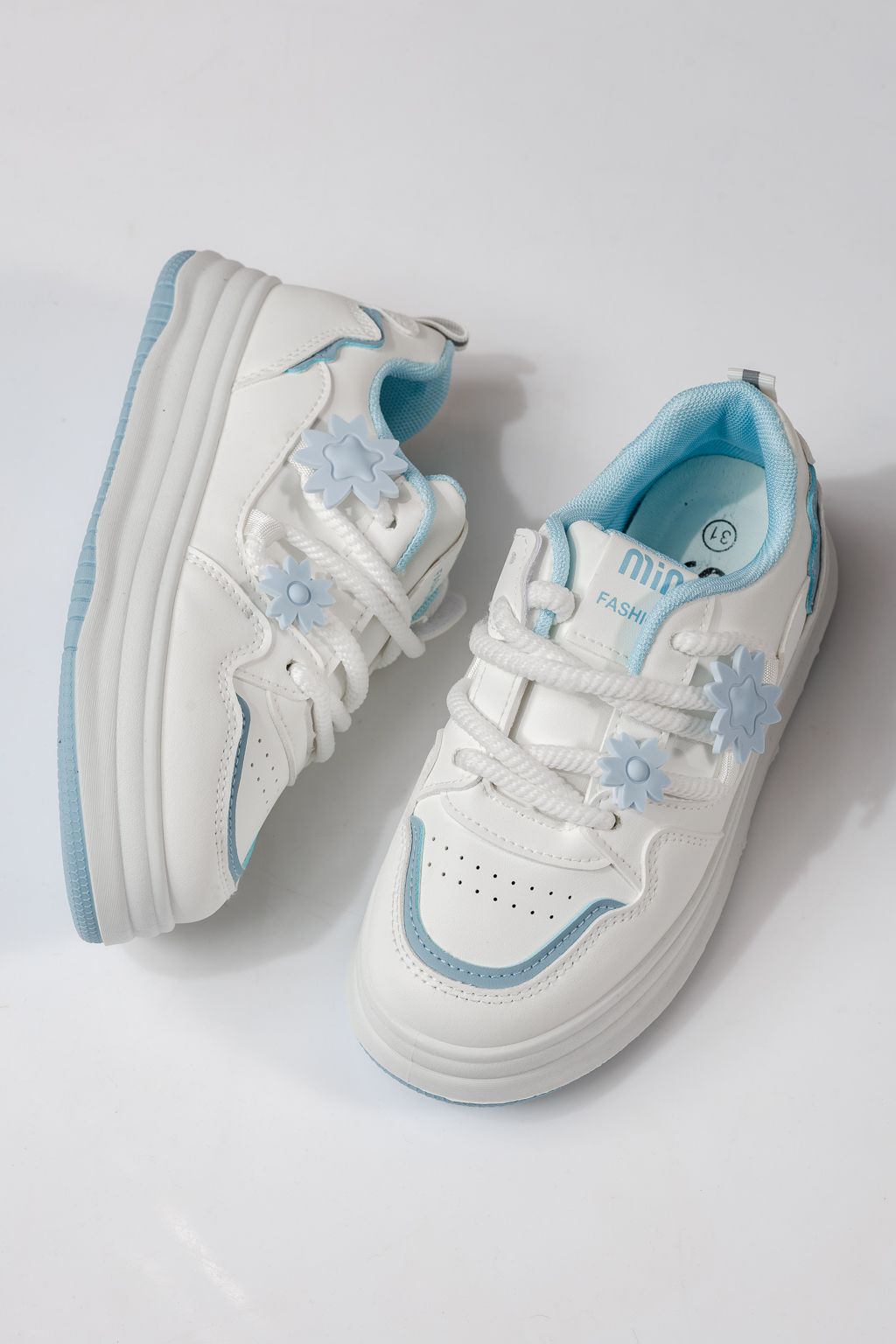 Adidasi copii albastri din piele ecologica Becca #24047