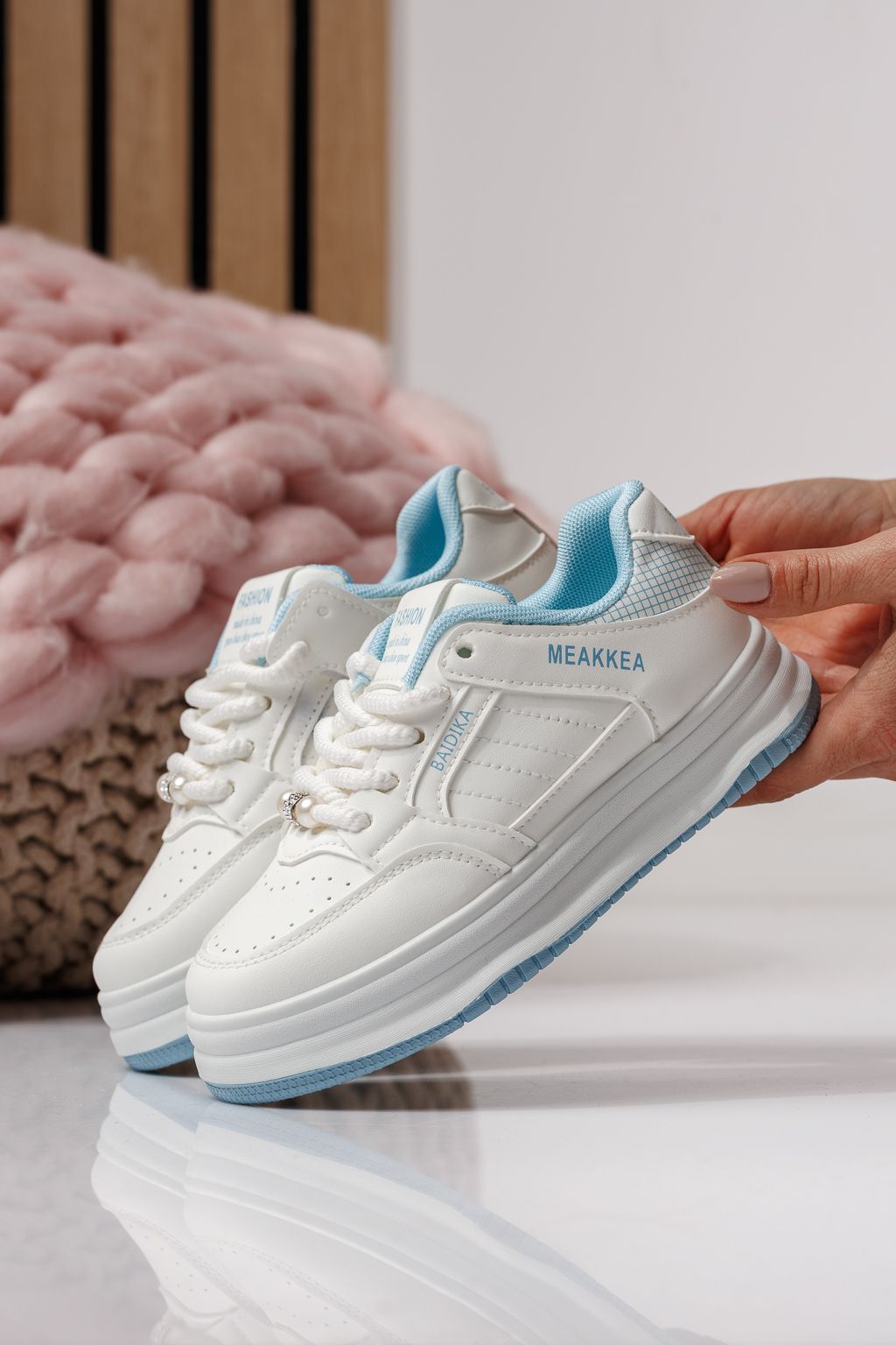 Adidasi copii albastri din piele ecologica Asena #24026