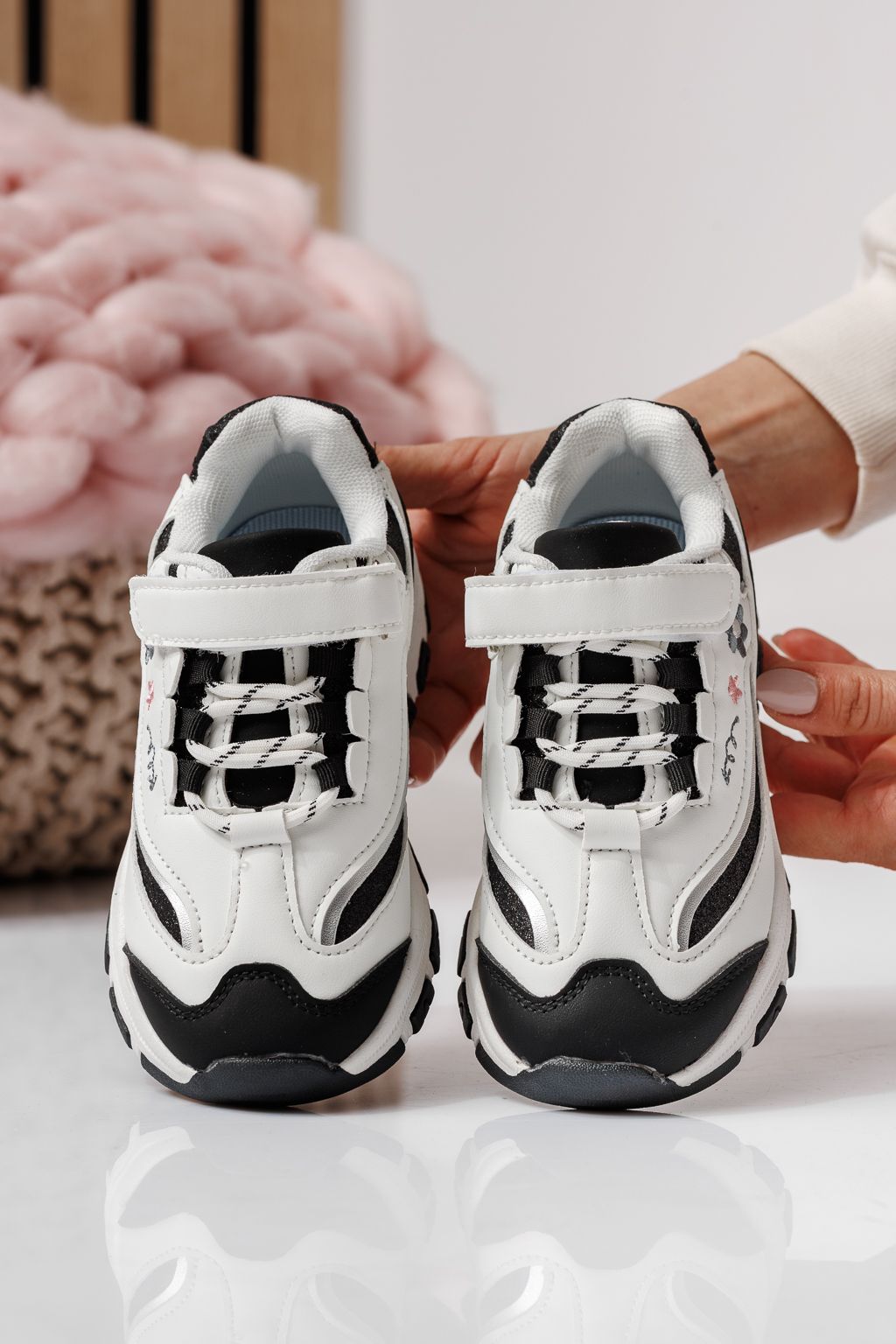 Adidasi copii negri din piele ecologica Arya #24042