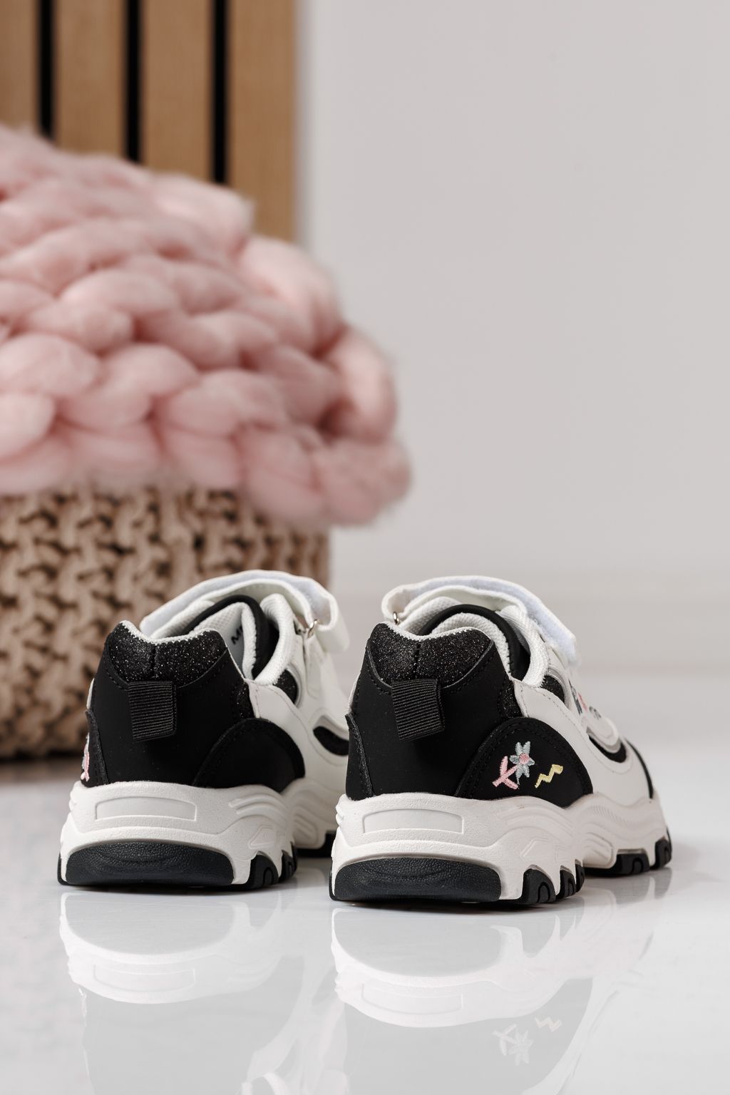 Adidasi copii negri din piele ecologica Arya #24042