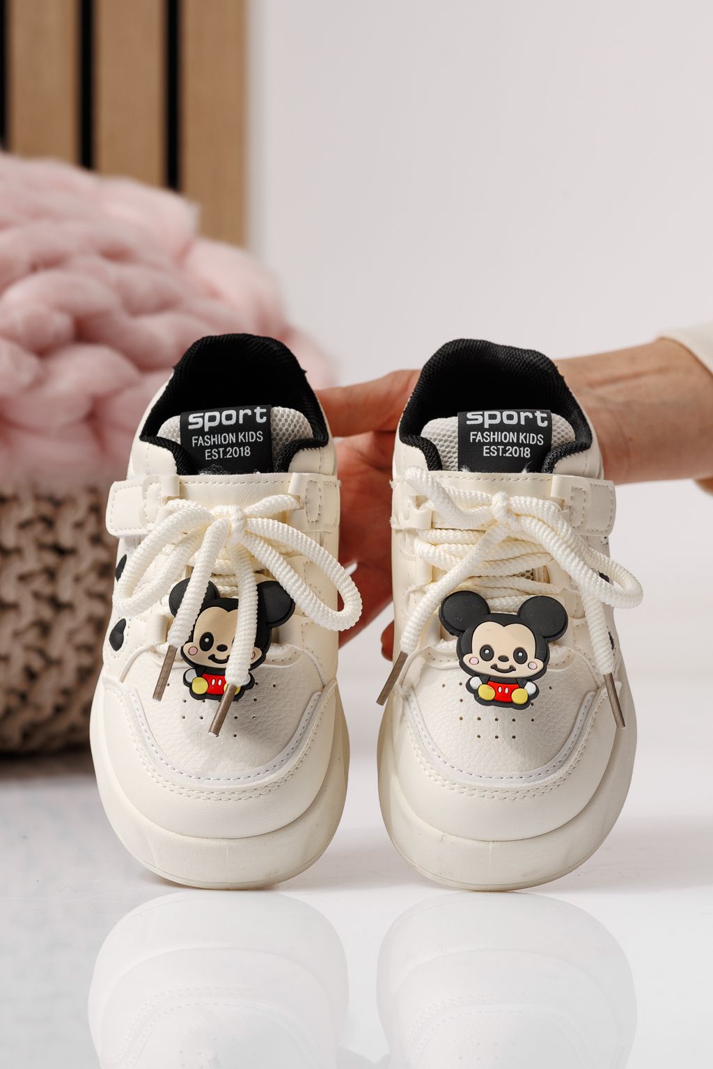 Adidasi copii albi din piele ecologica Aylin #24011