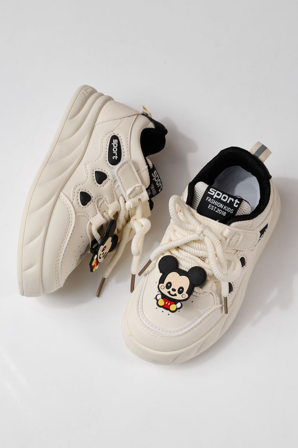 Adidasi copii albi din piele ecologica Aylin #24011