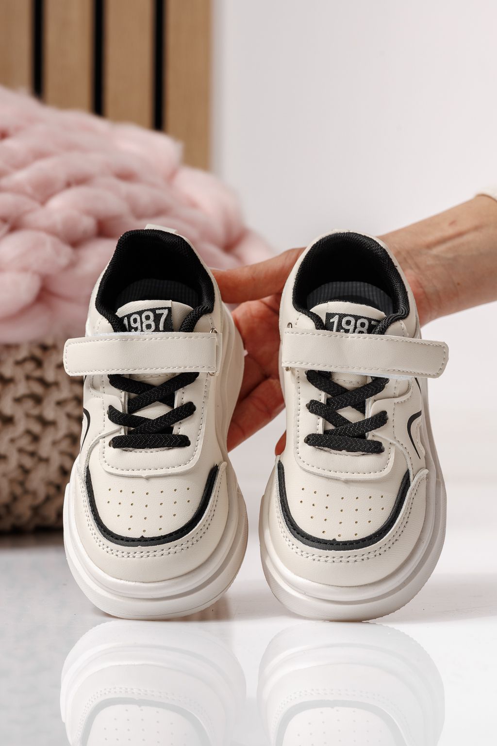 Adidasi copii negri din piele ecologica Alina #24033