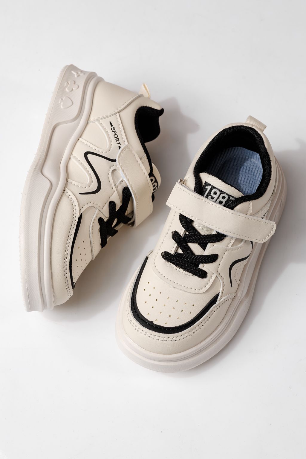 Adidasi copii negri din piele ecologica Alina #24038